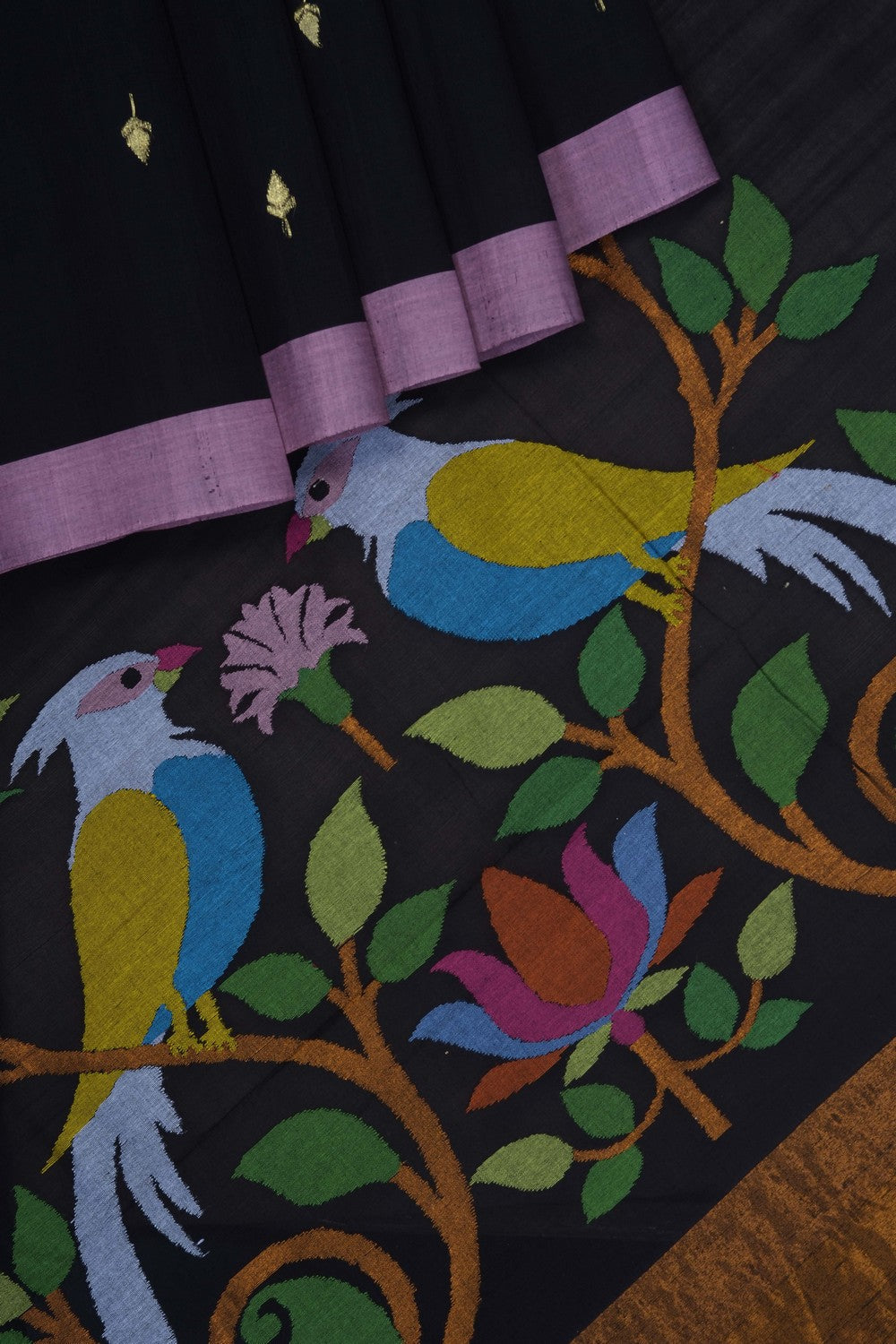 Image of Black Ponduru Cotton Saree