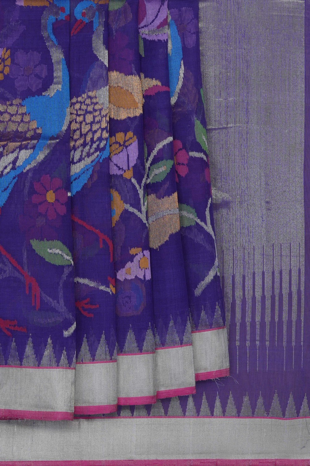 Image of Royal Purple Ponduru Cotton Saree