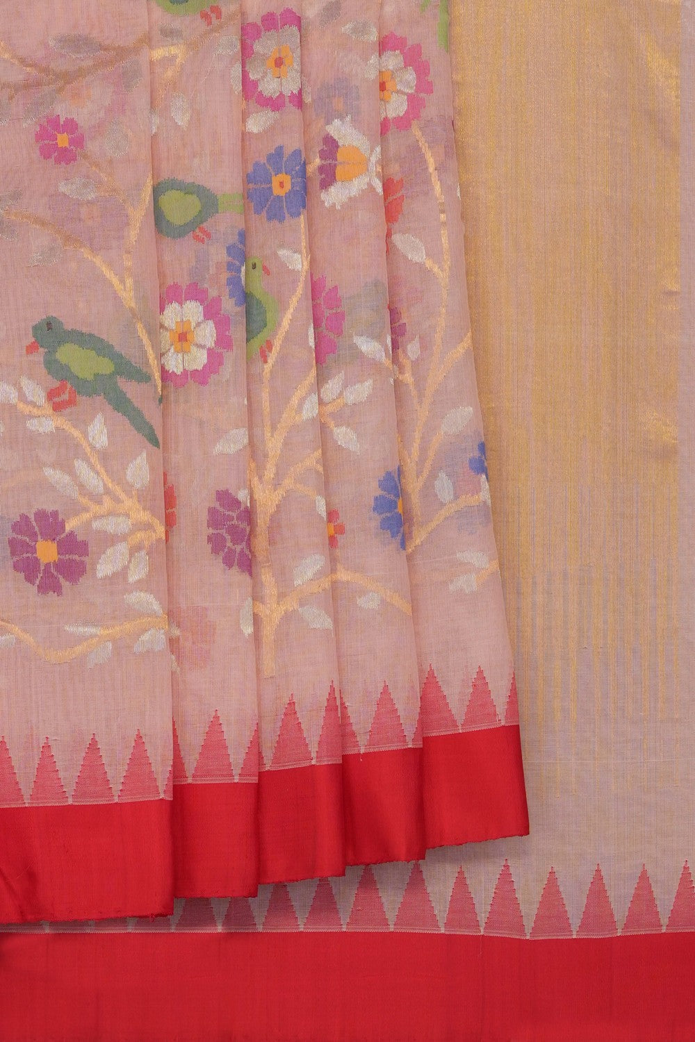 Image of Pastel Pink Ponduru Cotton Saree