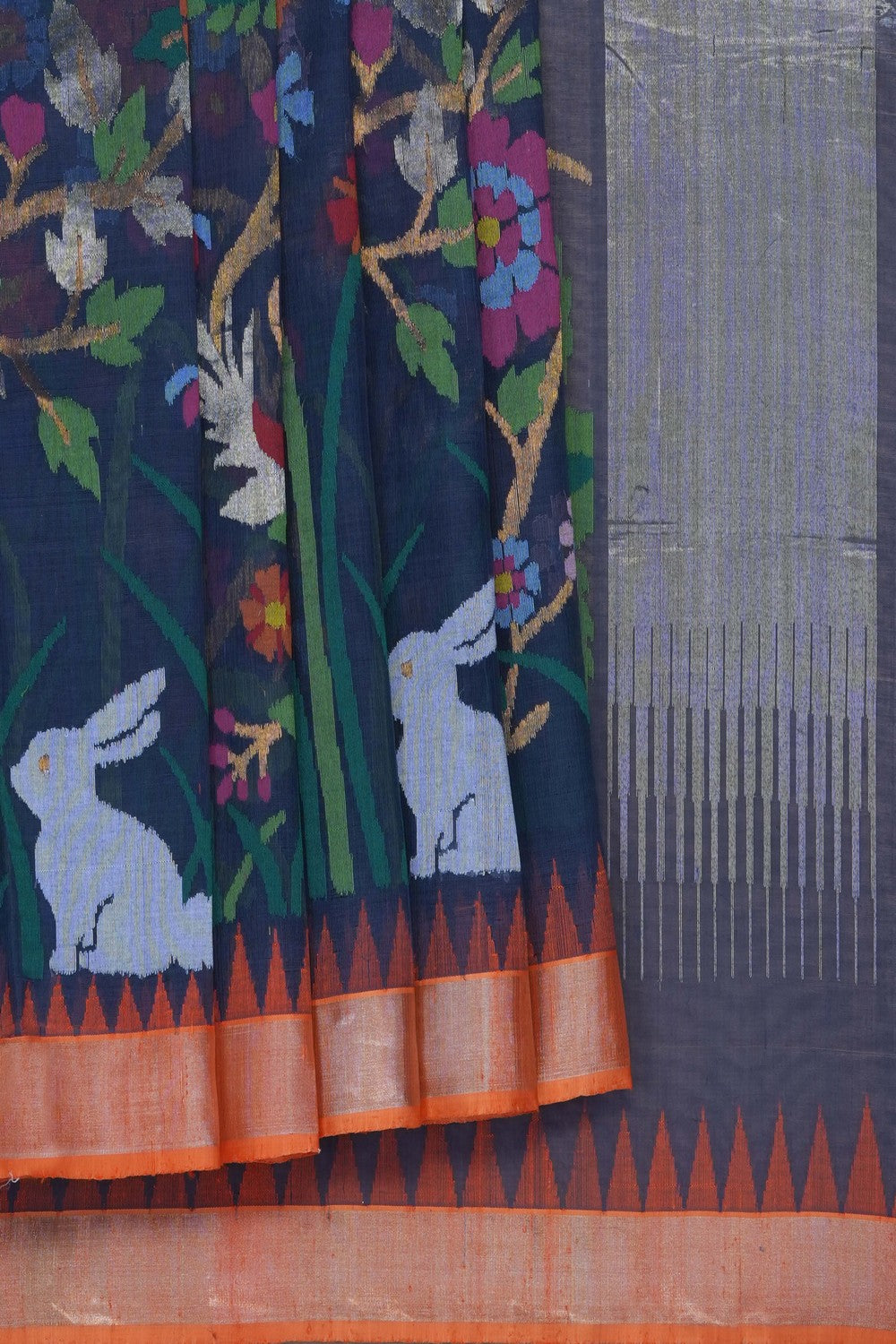 Image of Grey Ponduru Cotton Saree