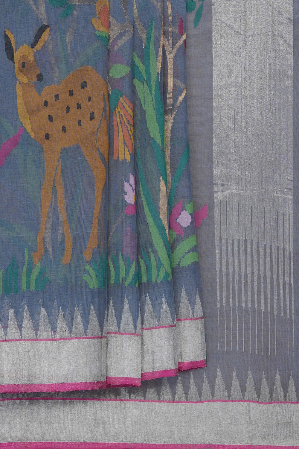 Image of Grey Ponduru Cotton Saree