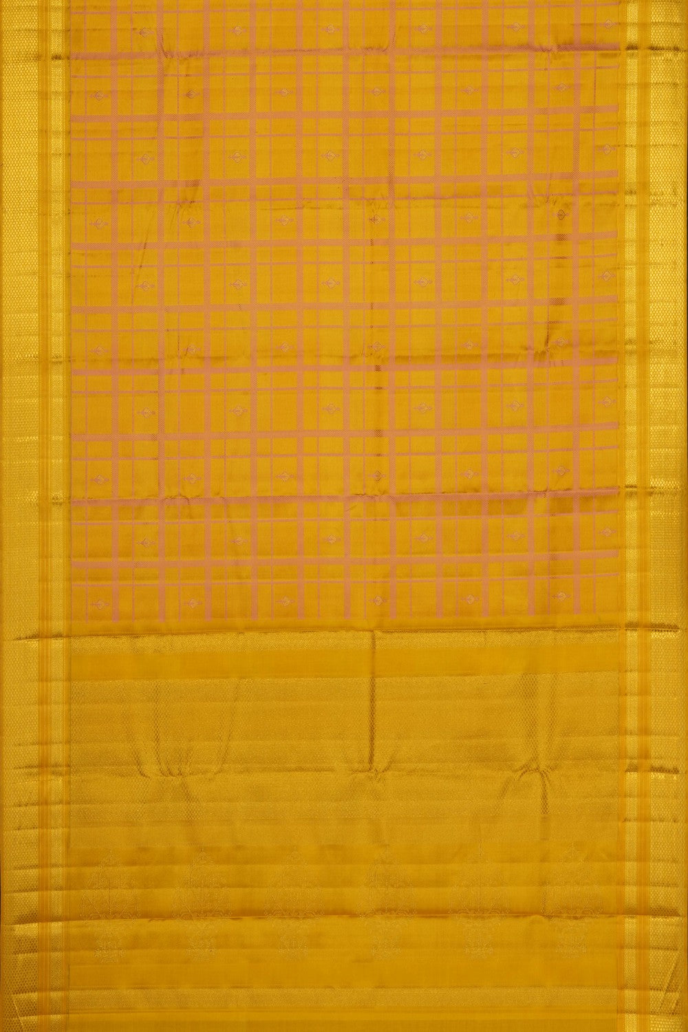 Image of Mustard Arani Silk Kattam Saree