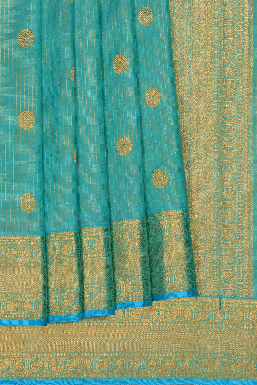 Image of Aqua Blue Arani Silk Kattam Saree