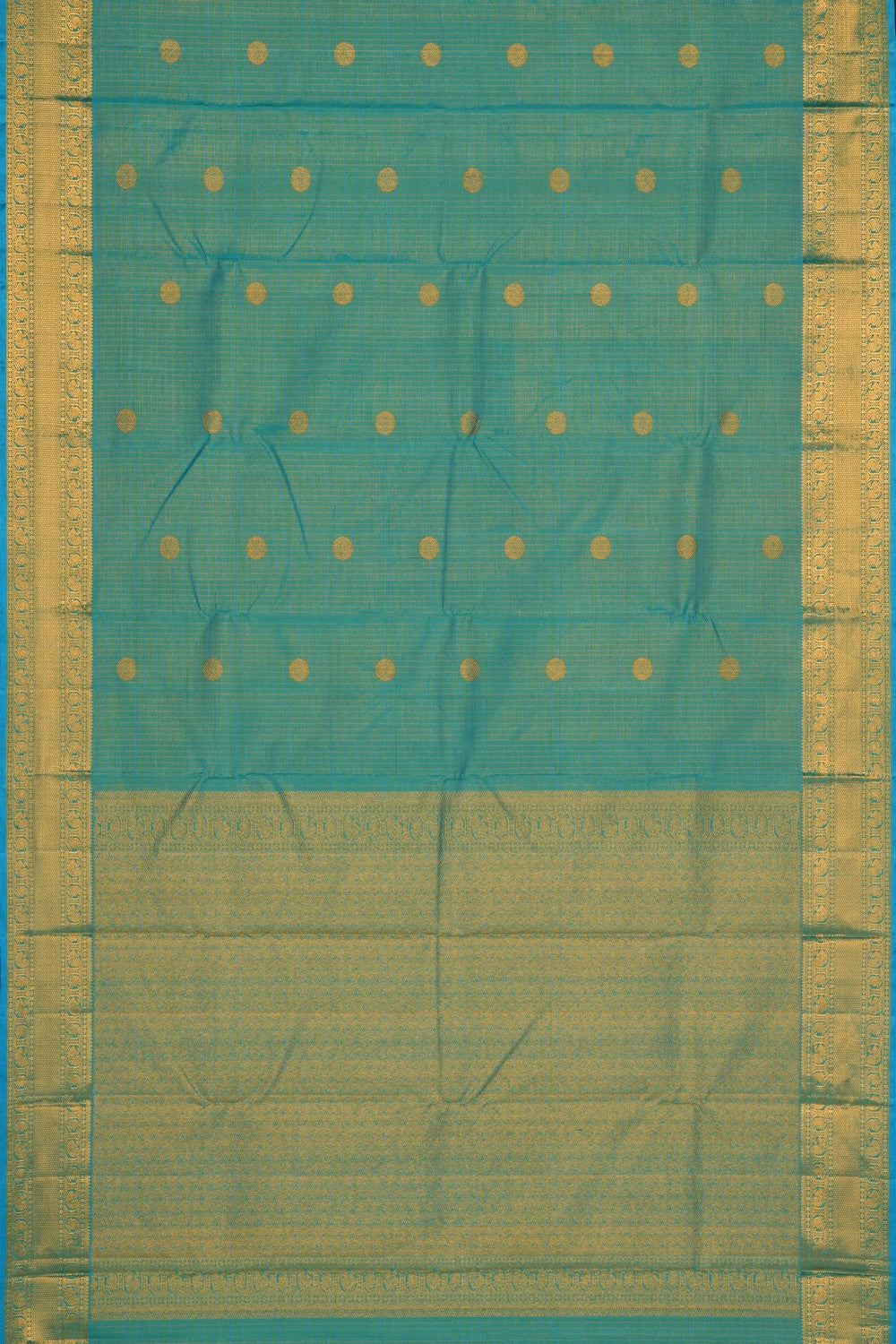 Image of Aqua Blue Arani Silk Kattam Saree