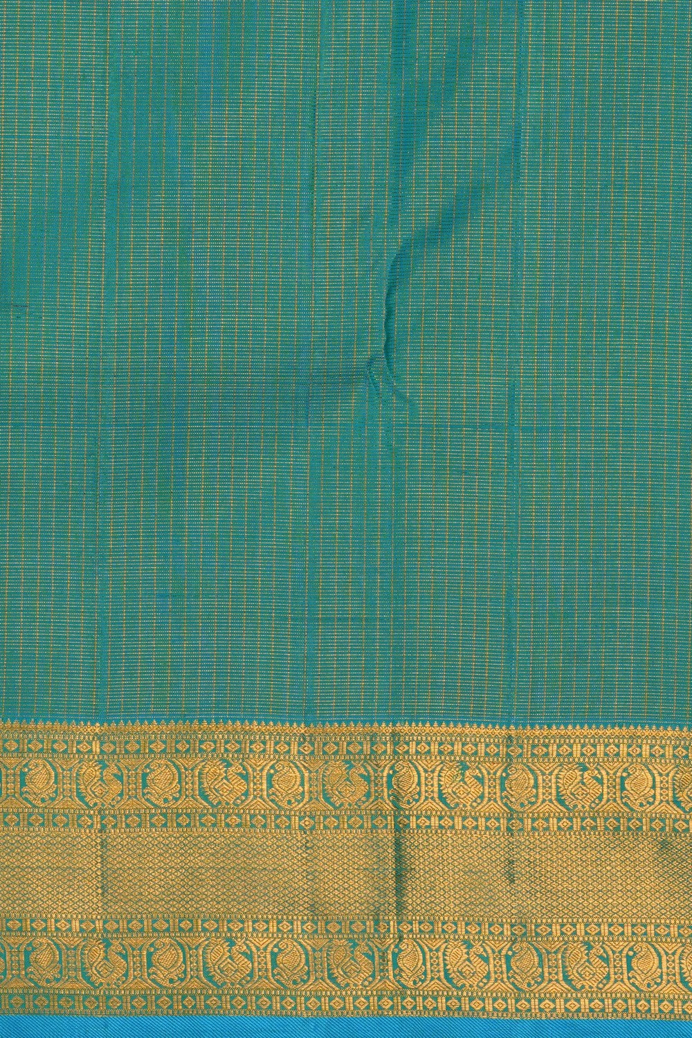 Image of Aqua Blue Arani Silk Kattam Saree