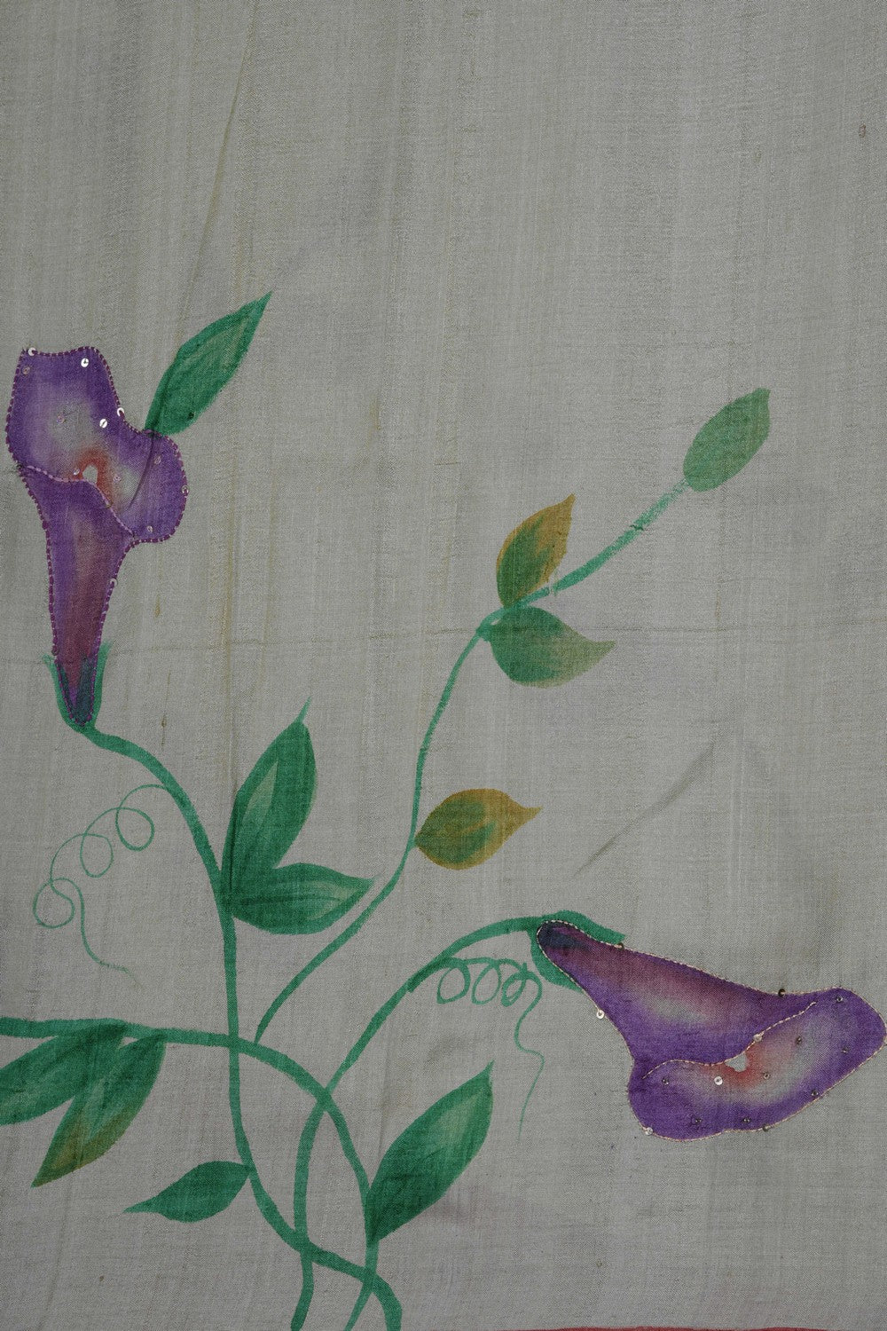 Image of Aqua Green Tussar Silk Embroidery Saree