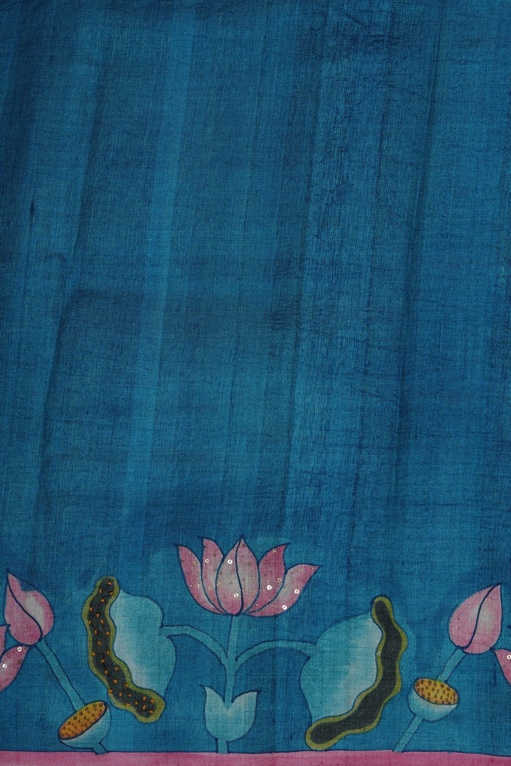 Image of Blue Tussar Silk Embroidery Saree