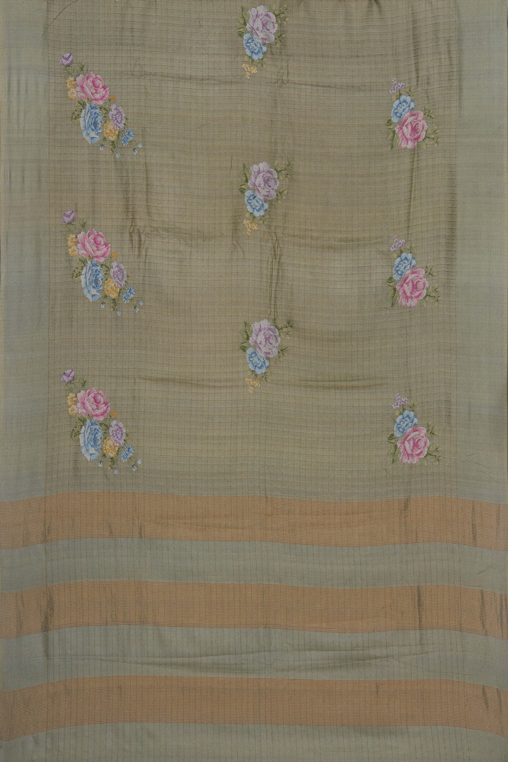 Image of Tussar Silk Embroidery Saree