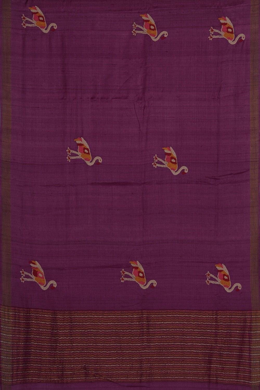Image of Tussar Silk Embroidery Saree