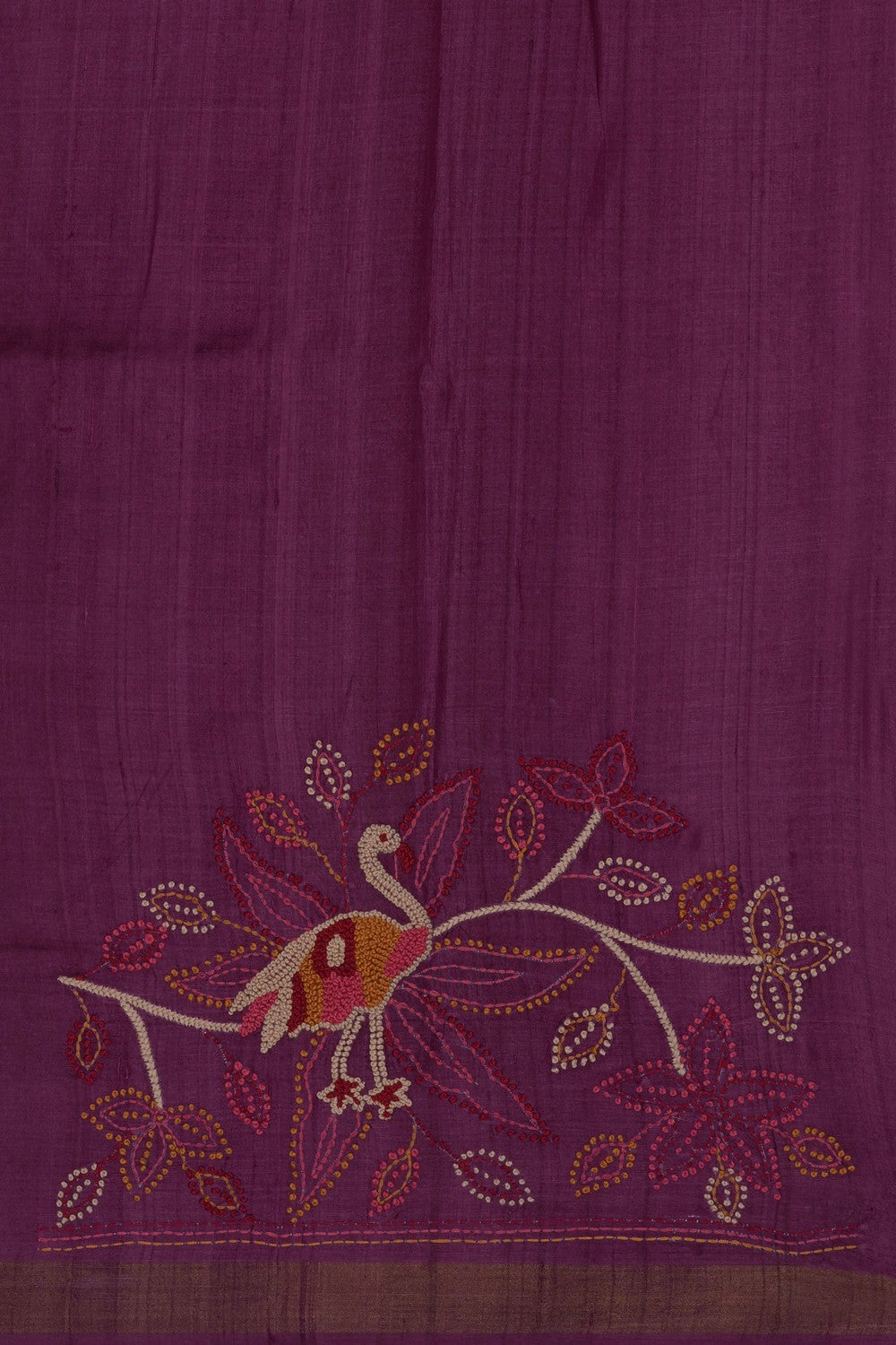 Image of Tussar Silk Embroidery Saree