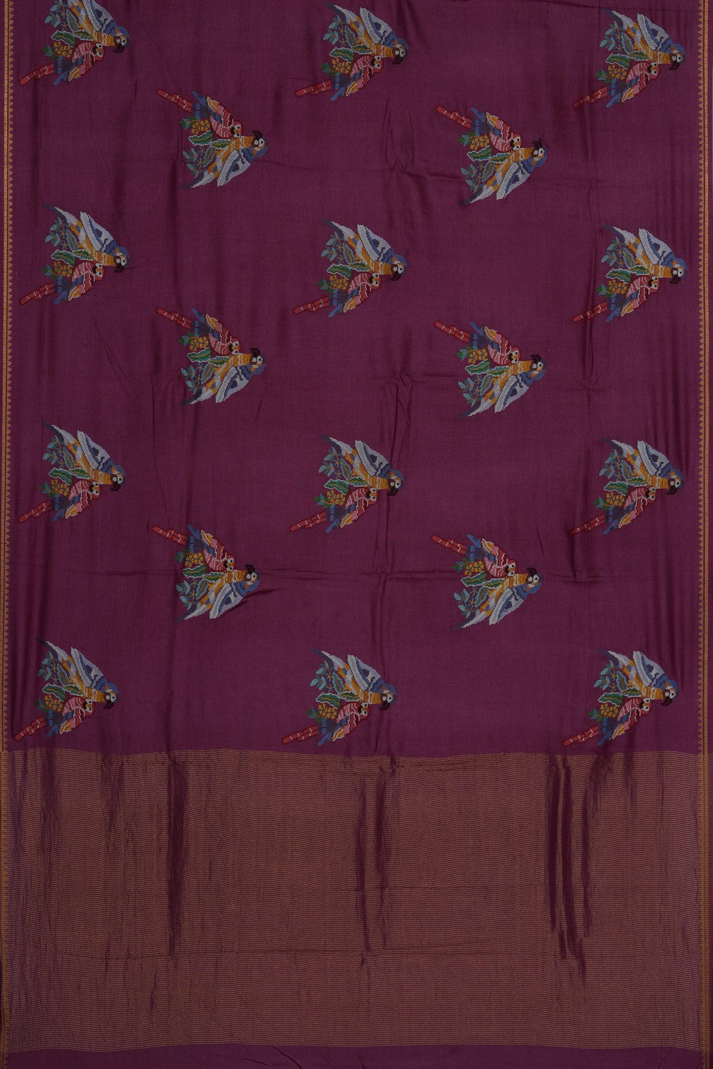 Image of Tussar Silk Embroidery Saree