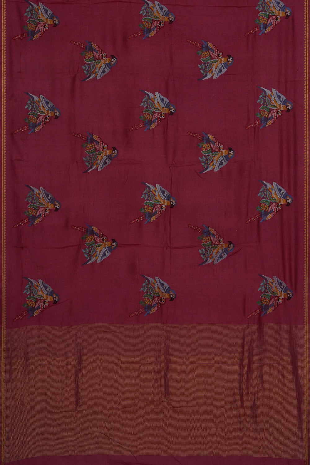 Image of Tussar Silk Embroidery Saree