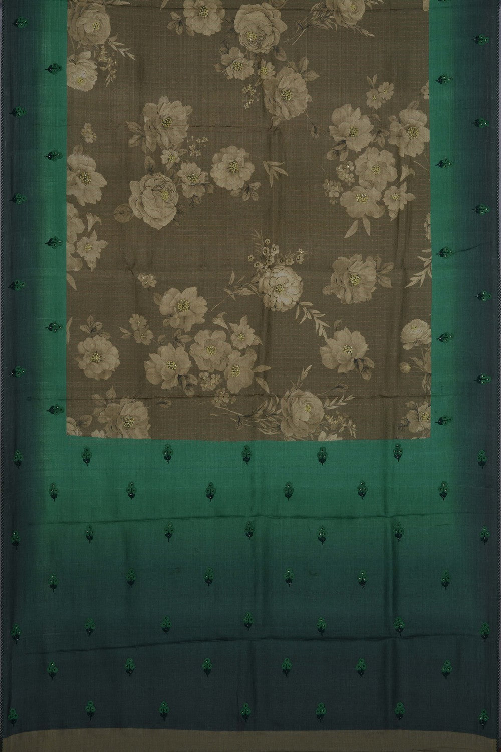 Image of Tussar Silk Embroidery Saree
