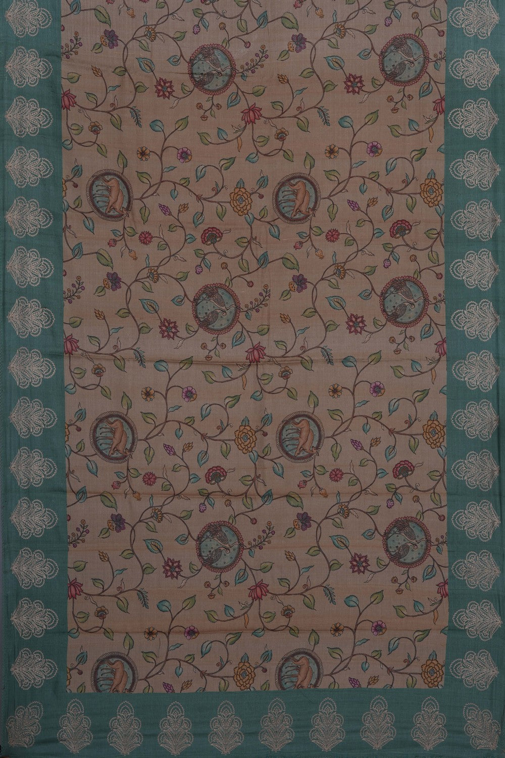 Image of Tussar Silk Embroidery Saree