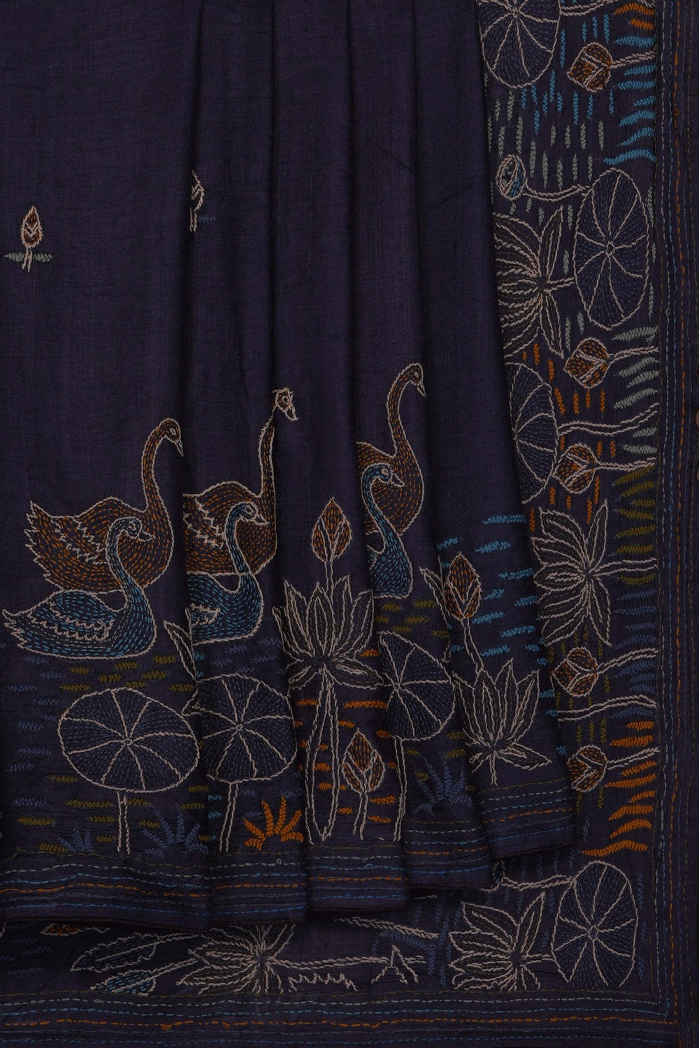 Image of tussar-silk-kantha-embroidery-saree-p-18940742