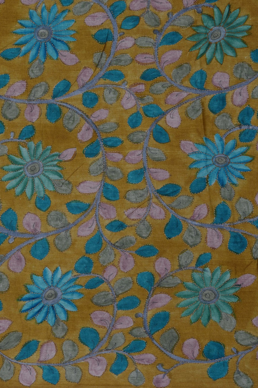 Image of Tussar Silk Kantha Embroidery Saree