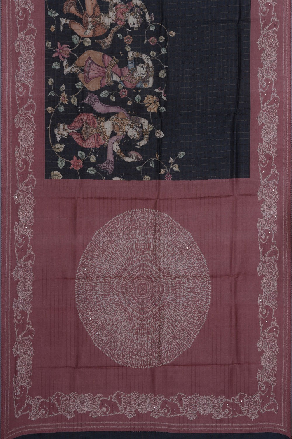 Image of Tussar Silk Embroidery Saree