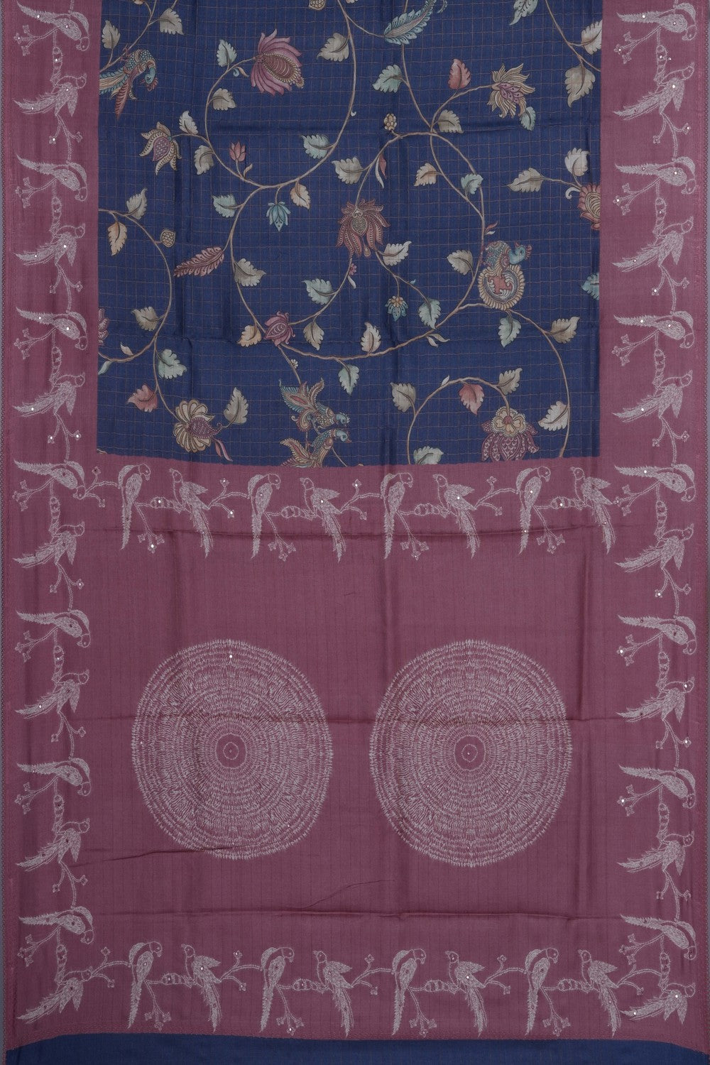 Image of Tussar Silk Embroidery Saree