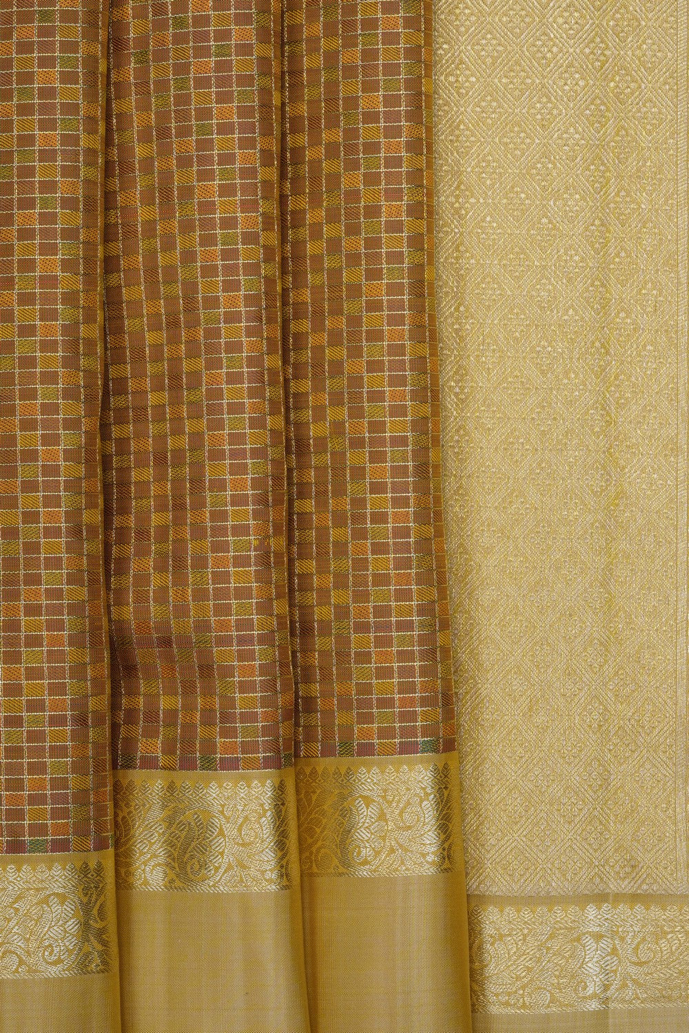 Image of Brown Arani Silk Kattam Saree