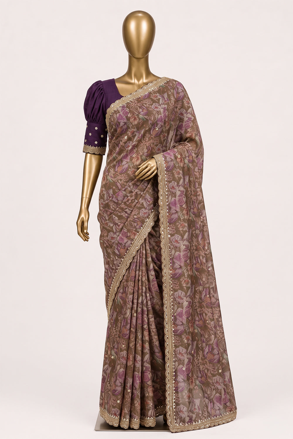 Image of green-silk-floral-print-saree-p-18940726