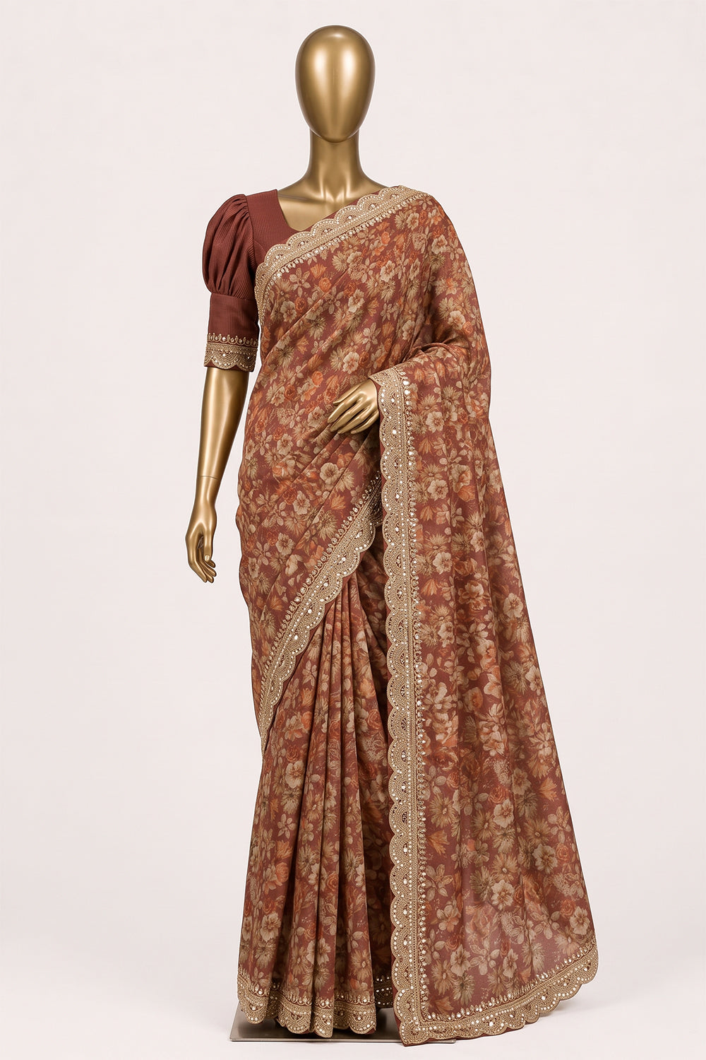 Image of red-silk-floral-print-saree-p-18940725