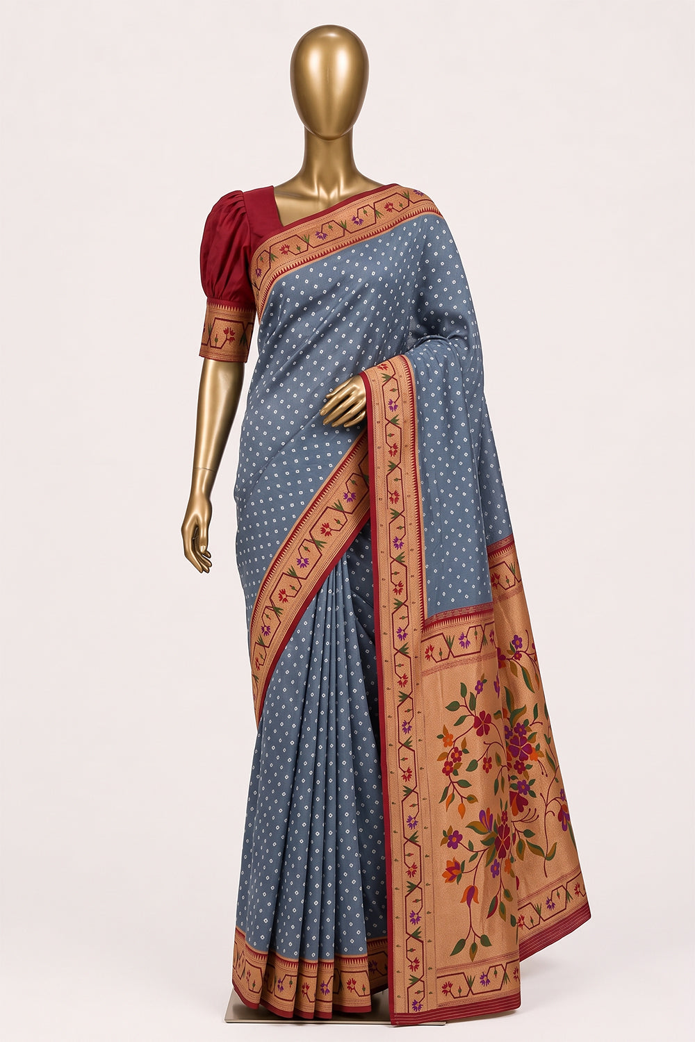 Image of This exquisite Fusion Bandhani Paithani Saree