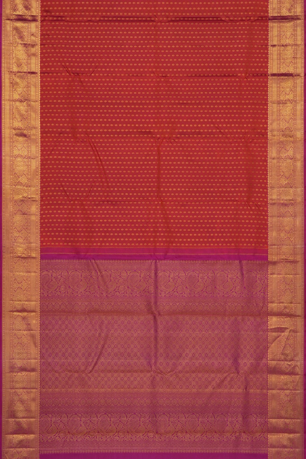 Image of Coral-Pink Arani Silk Saree