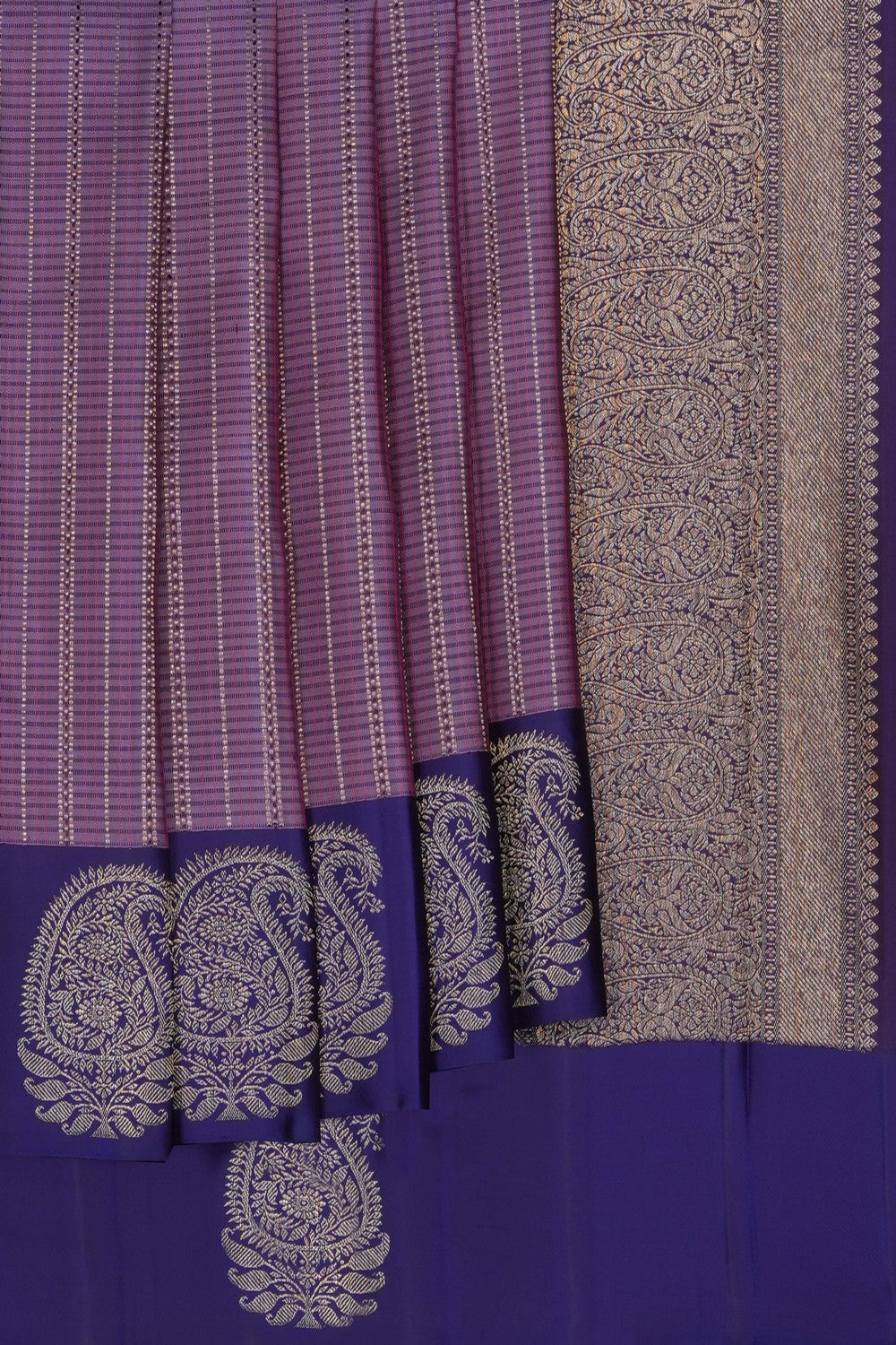 Image of Purple Arani Silk Kattam Saree