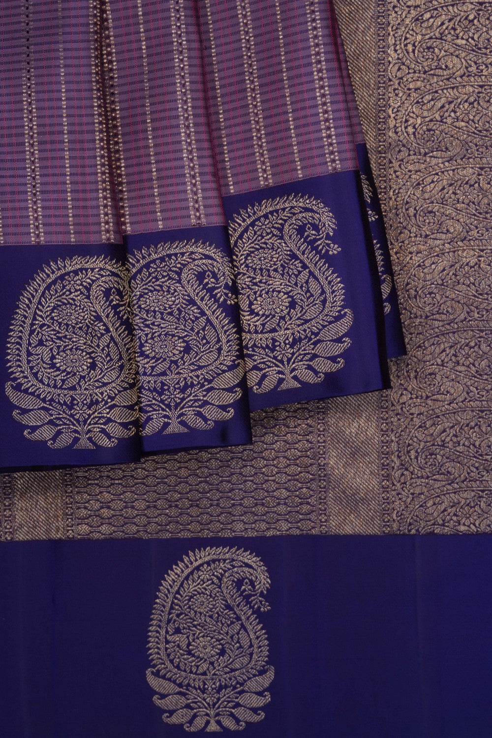 Image of Purple Arani Silk Kattam Saree