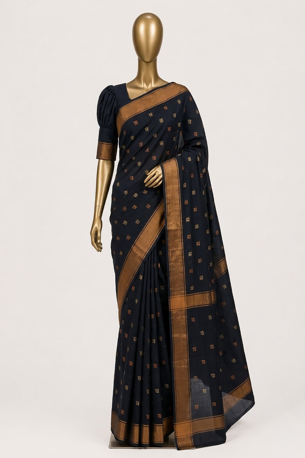Image of Navy Blue Uppada Silk Saree