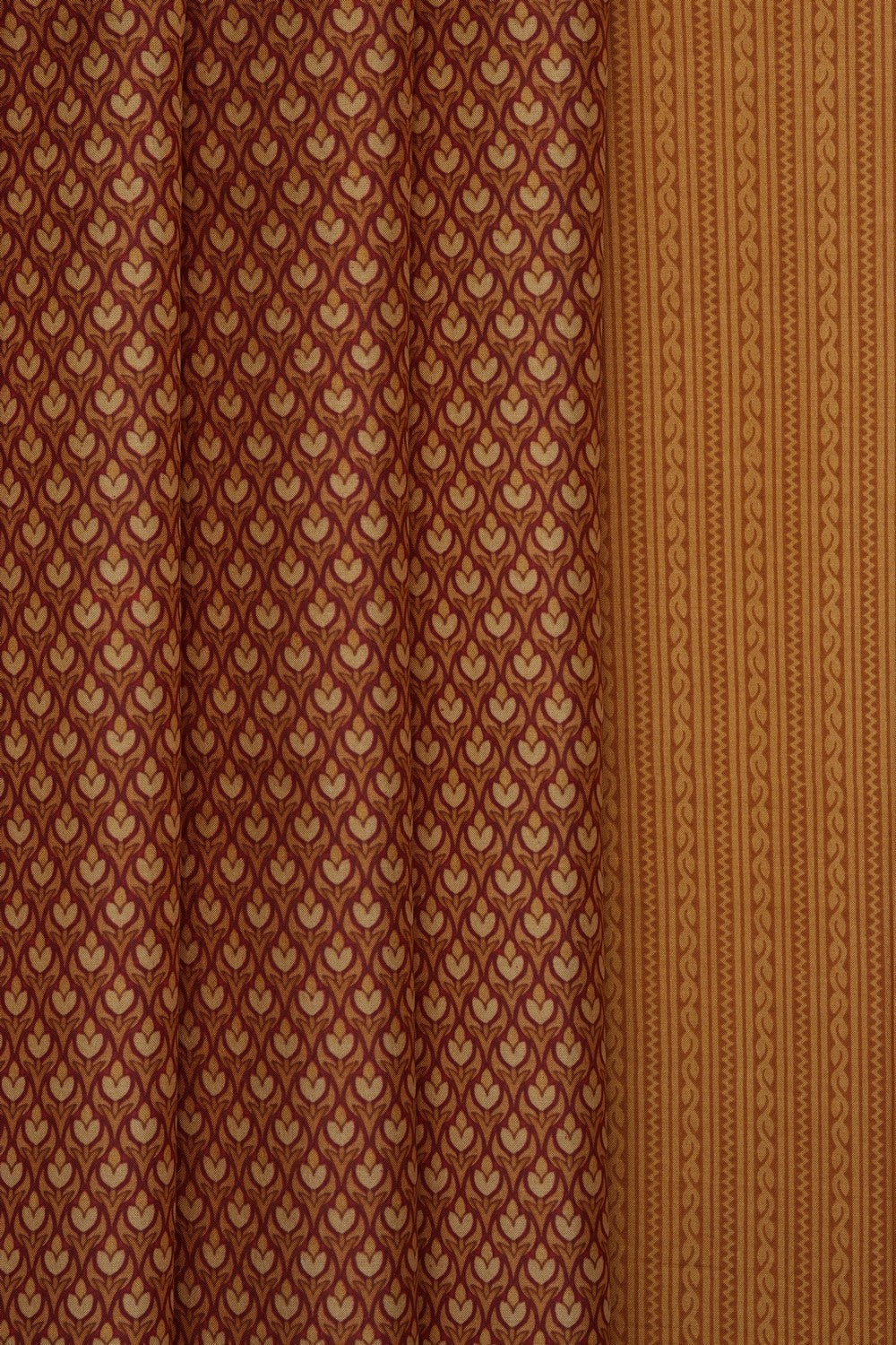Image of Brown Printed Silk Saree