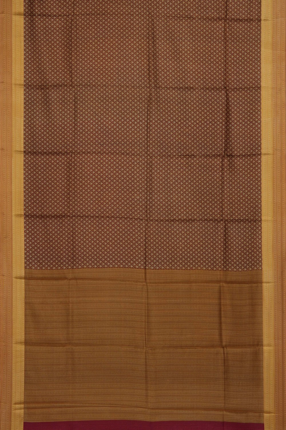 Image of Brown Printed Silk Saree