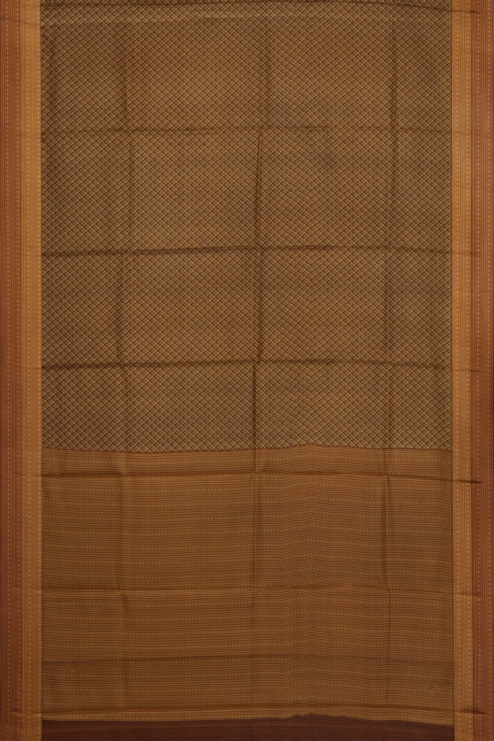 Image of Brown Printed Silk Saree