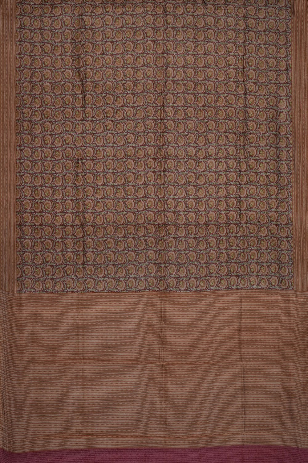 Image of Brown Printed Silk Saree