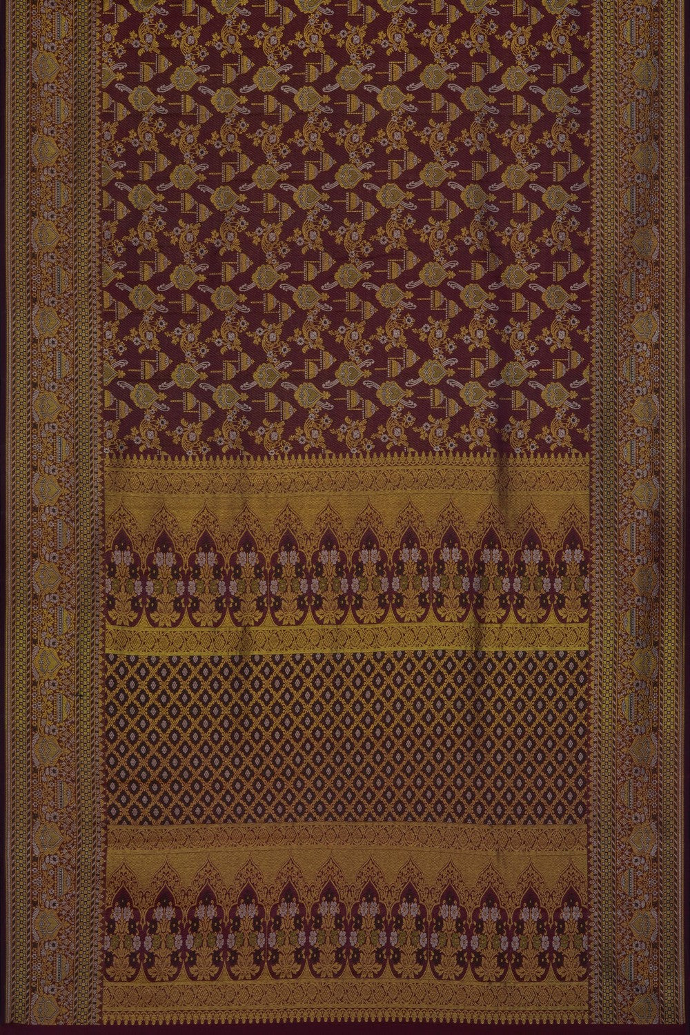 Image of Maroon Vintage Kanchipattu Brocade Saree