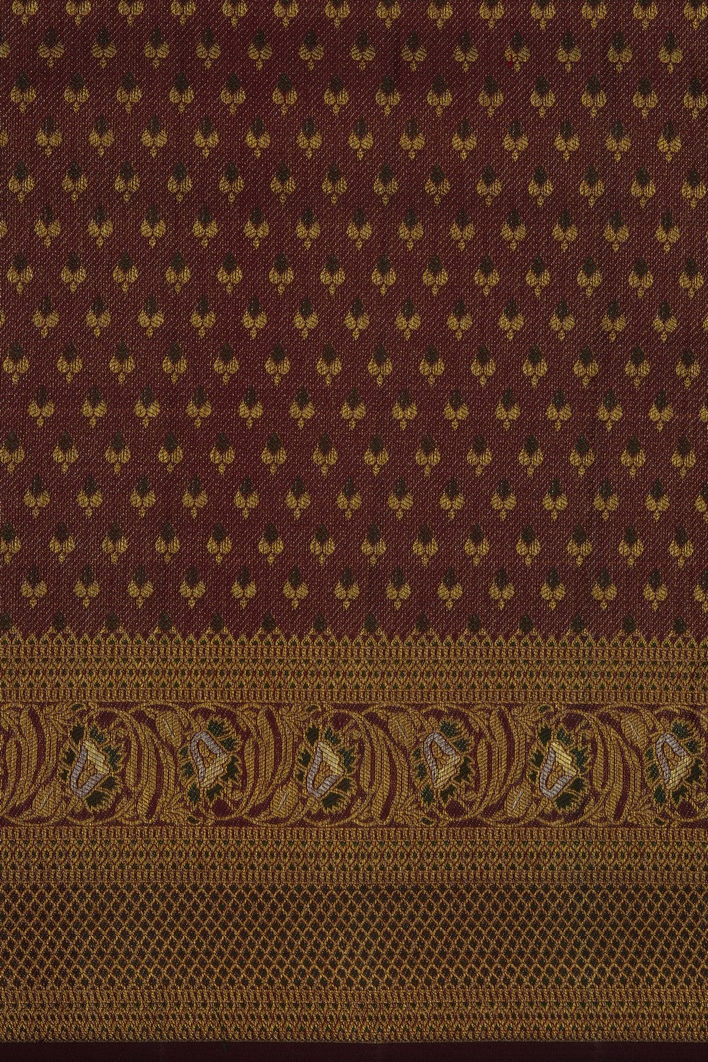 Image of Maroon Vintage Kanchipattu Brocade Saree