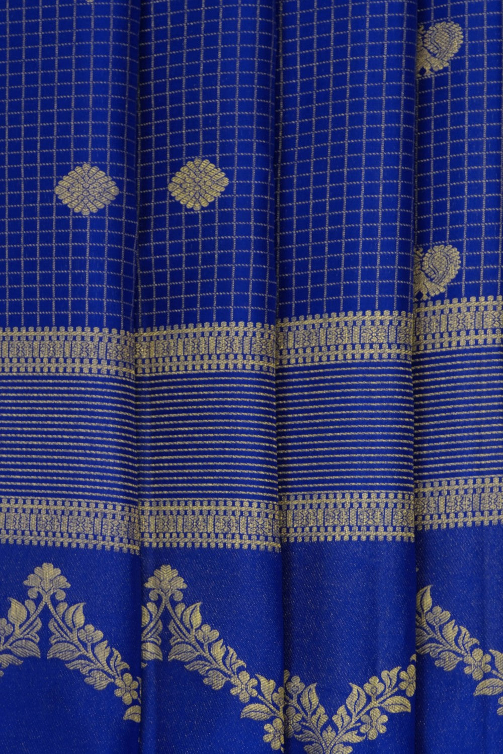 Image of Royal Blue Kanchipattu Kattam Saree