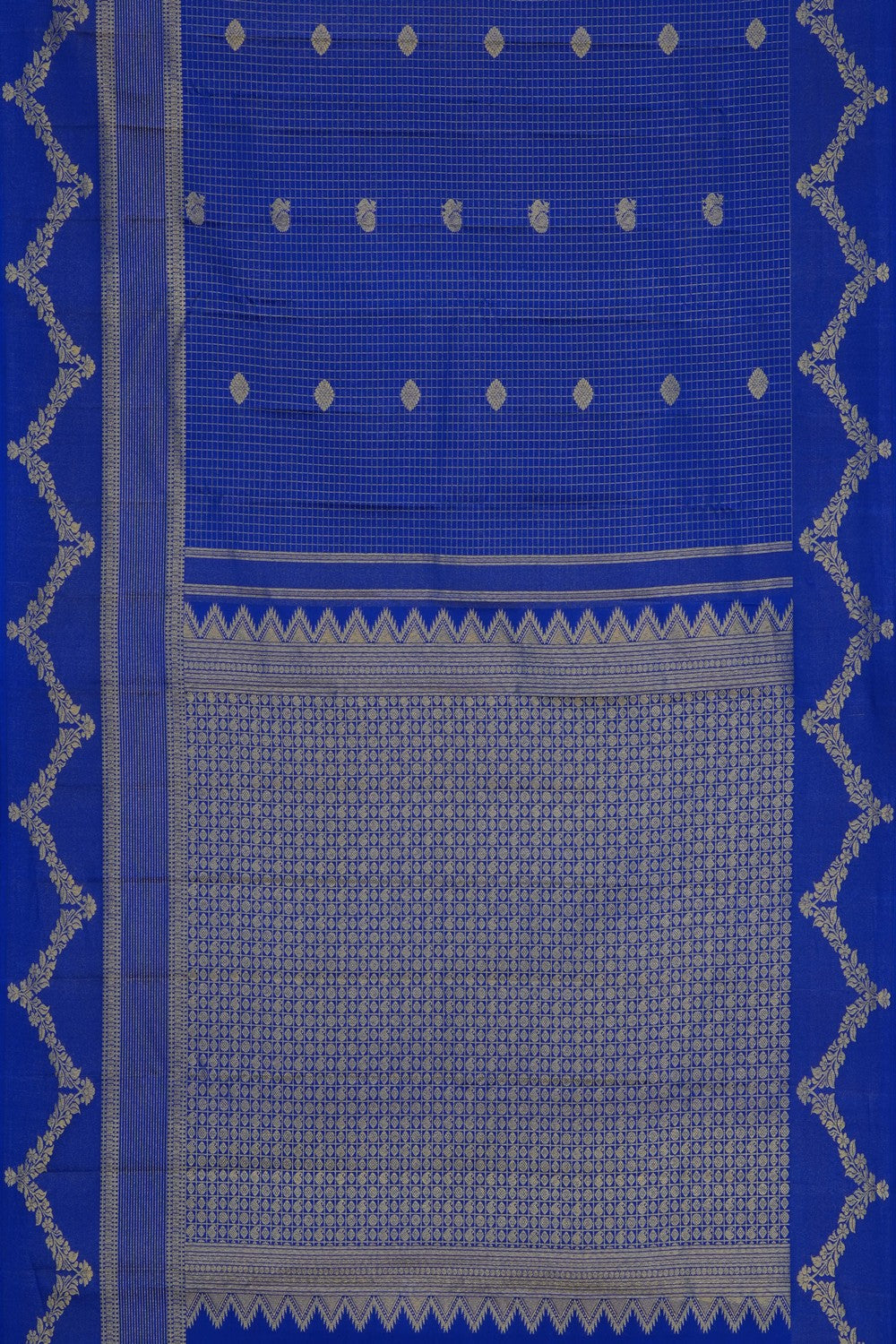 Image of Royal Blue Kanchipattu Kattam Saree