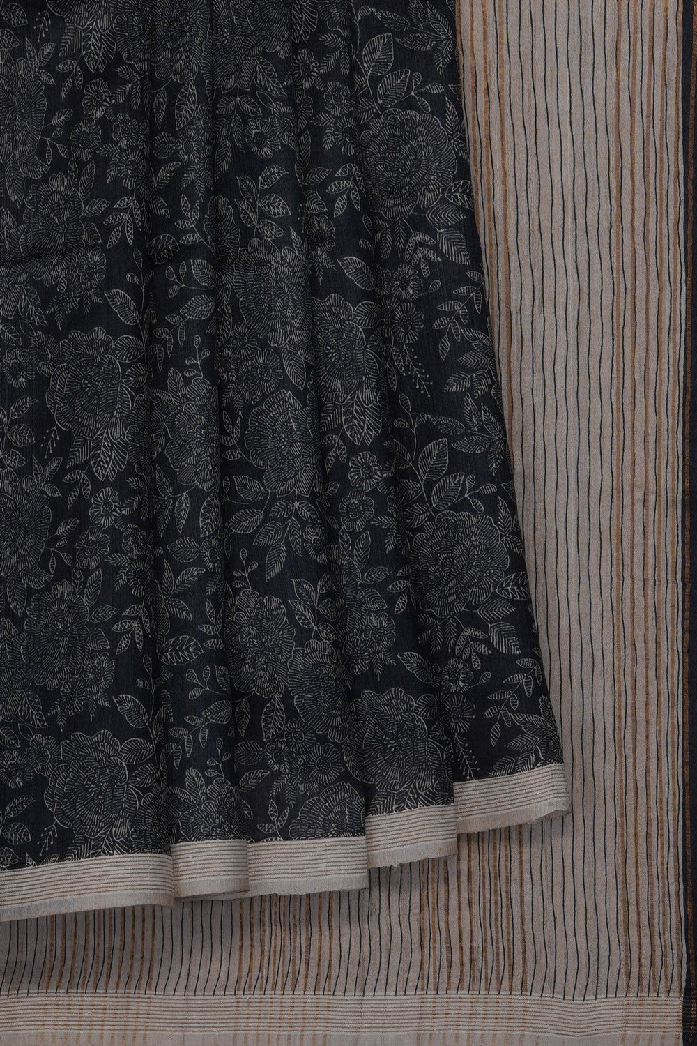 Image of Tussar Silk Embroidery Saree