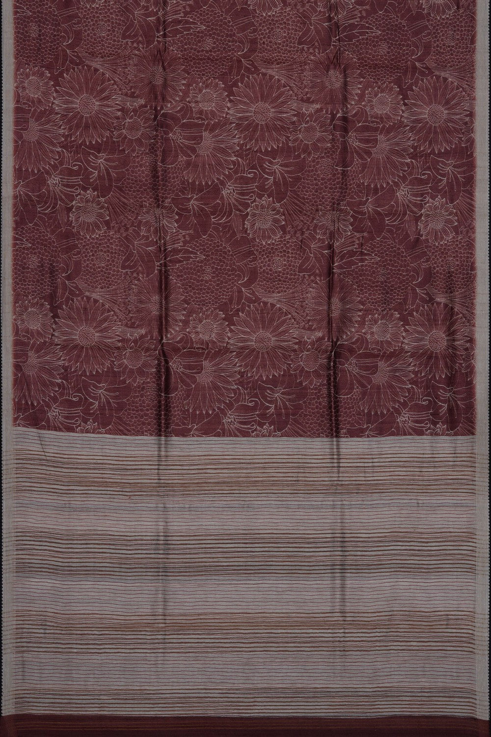 Image of Maroon Tussar Silk Embroidery Saree