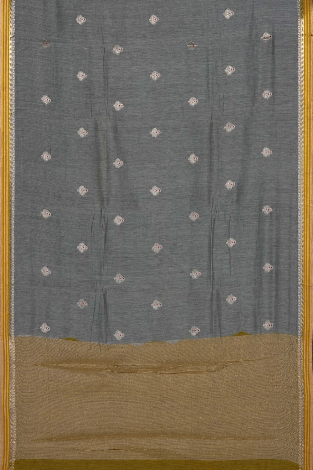 Image of Grey Silk Cotton Saree