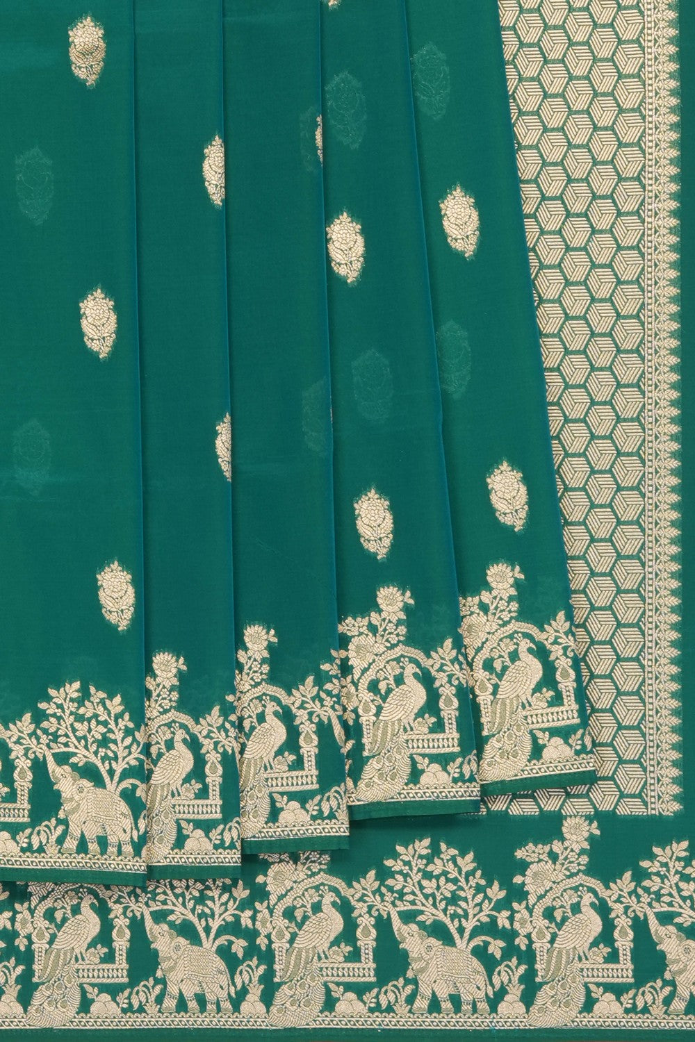 Image of teal-green-banarasi-silk-saree-p-18940701