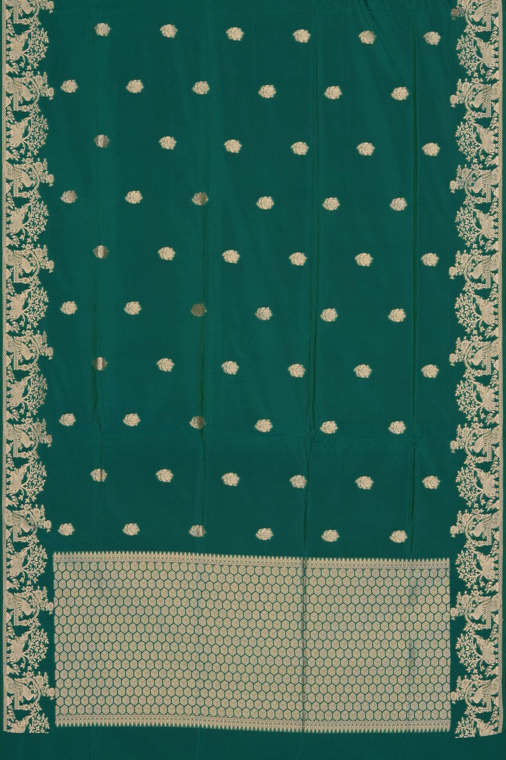 Image of Teal-Green Banarasi Silk Saree
