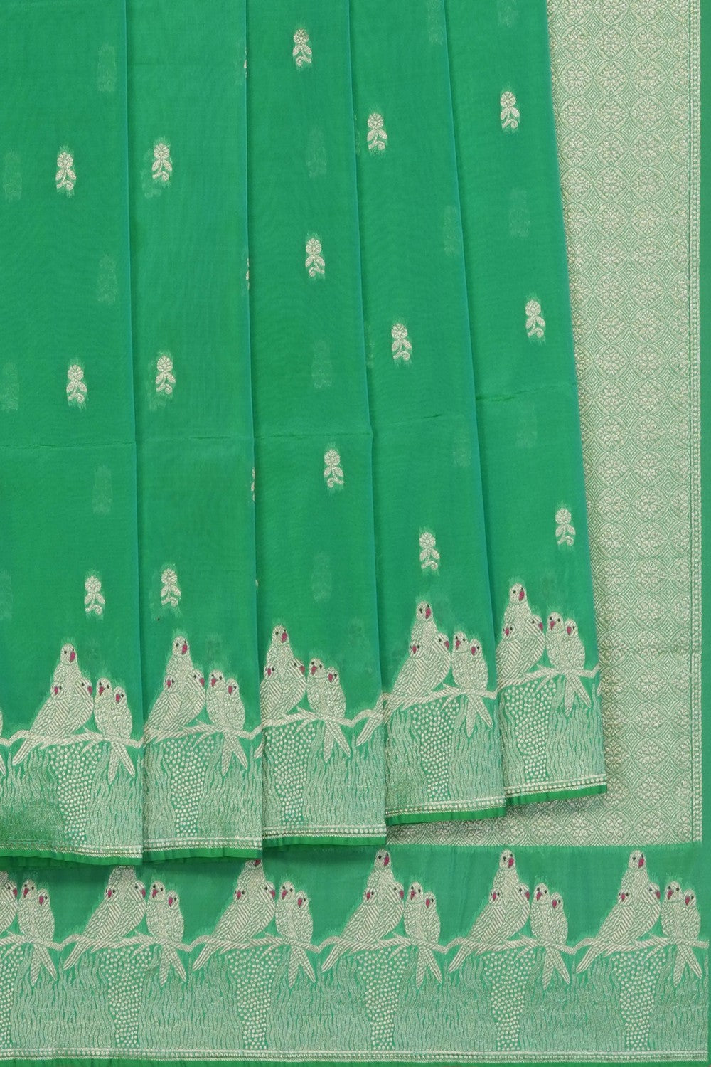 Image of Green Banarasi Silk Saree