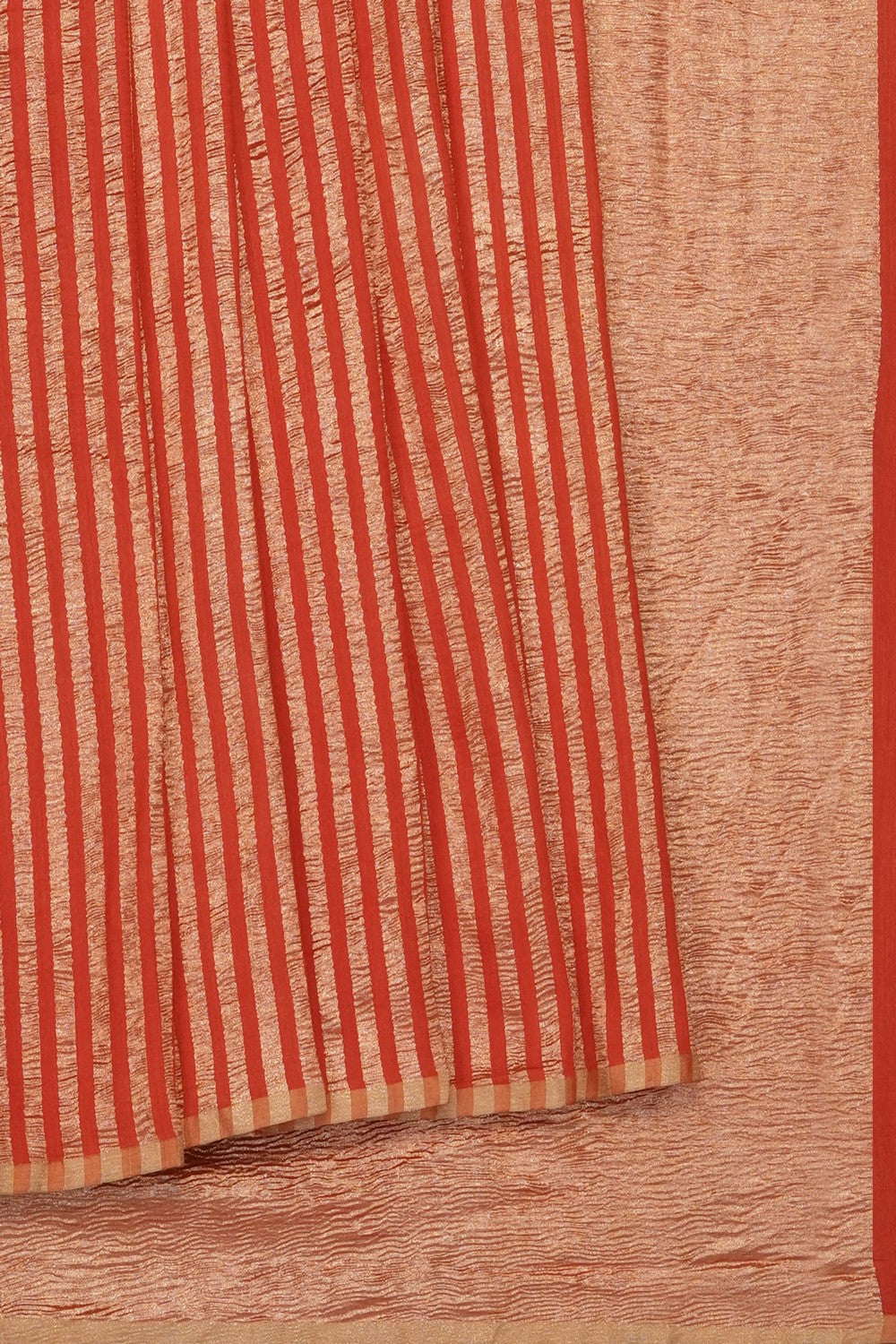 Image of Orange Tussar Silk Saree