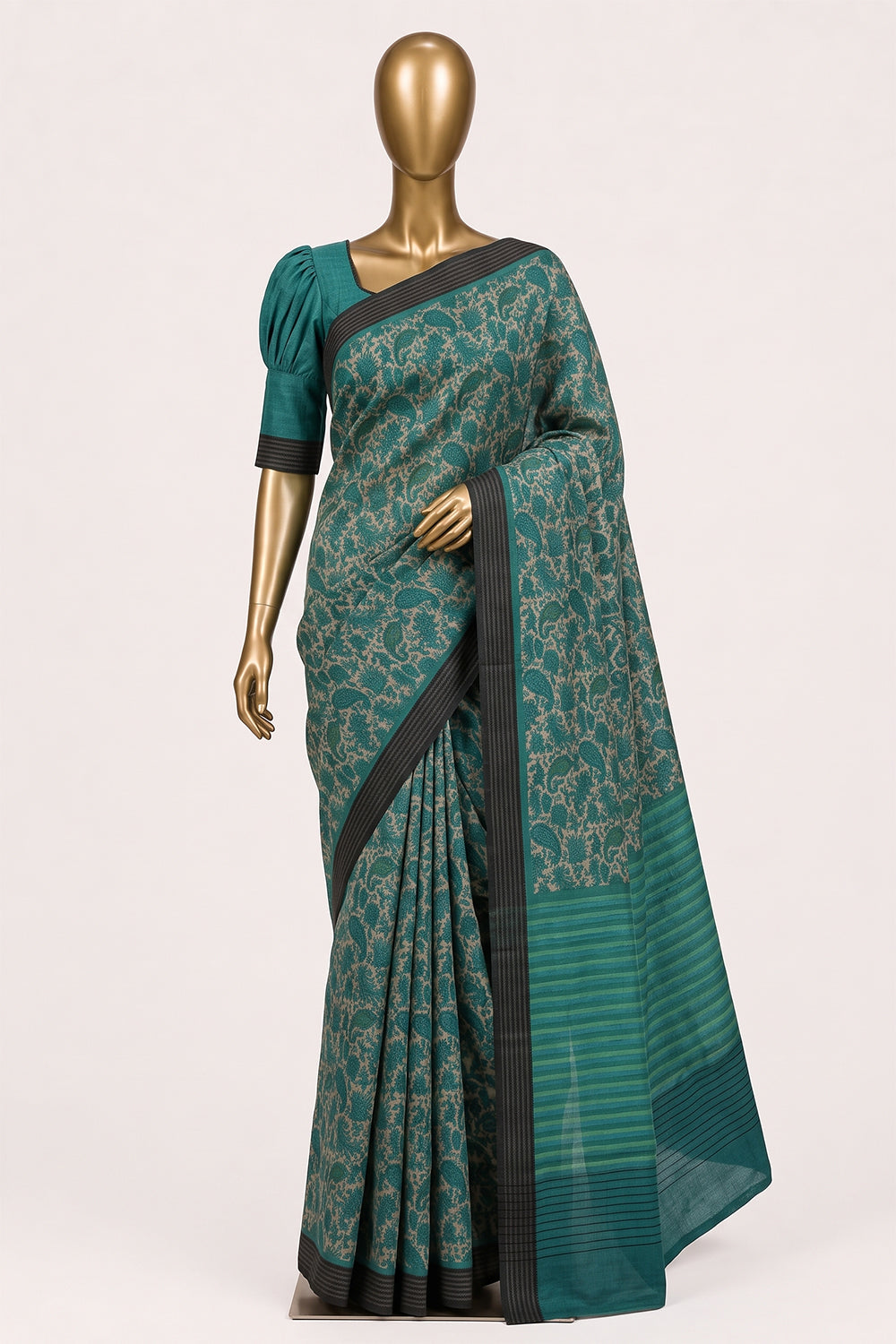 Image of Sea Green Pashmina Silk Saree