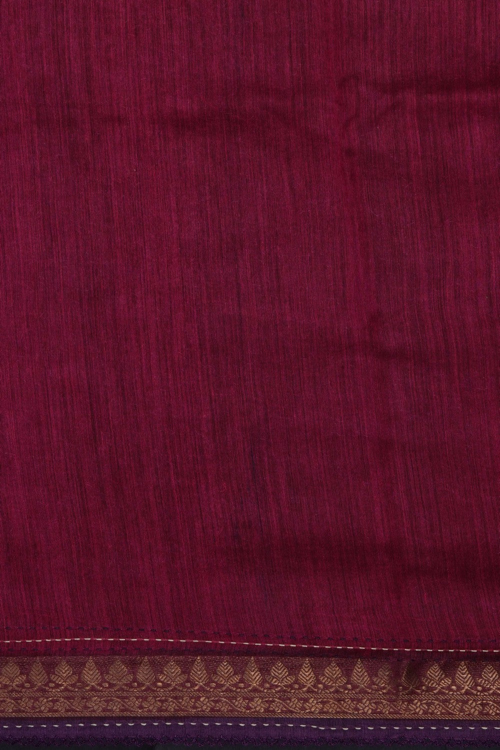 Image of Purple Tussar Silk Kantha Stitch Saree
