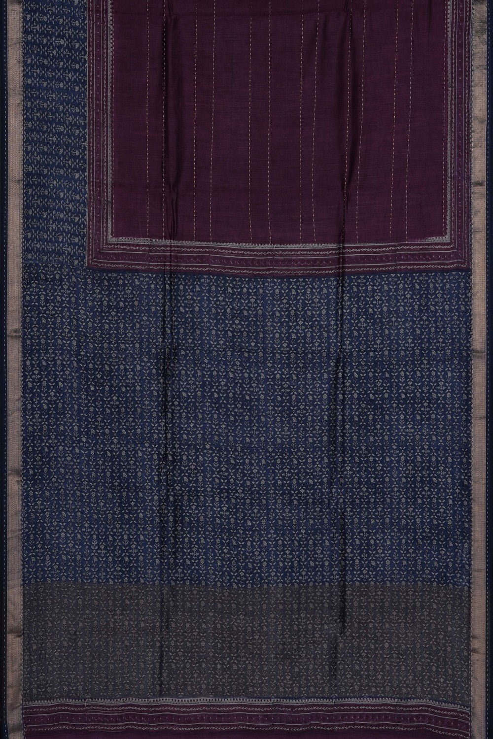 Image of Tussar Silk Kantha Stitch Saree
