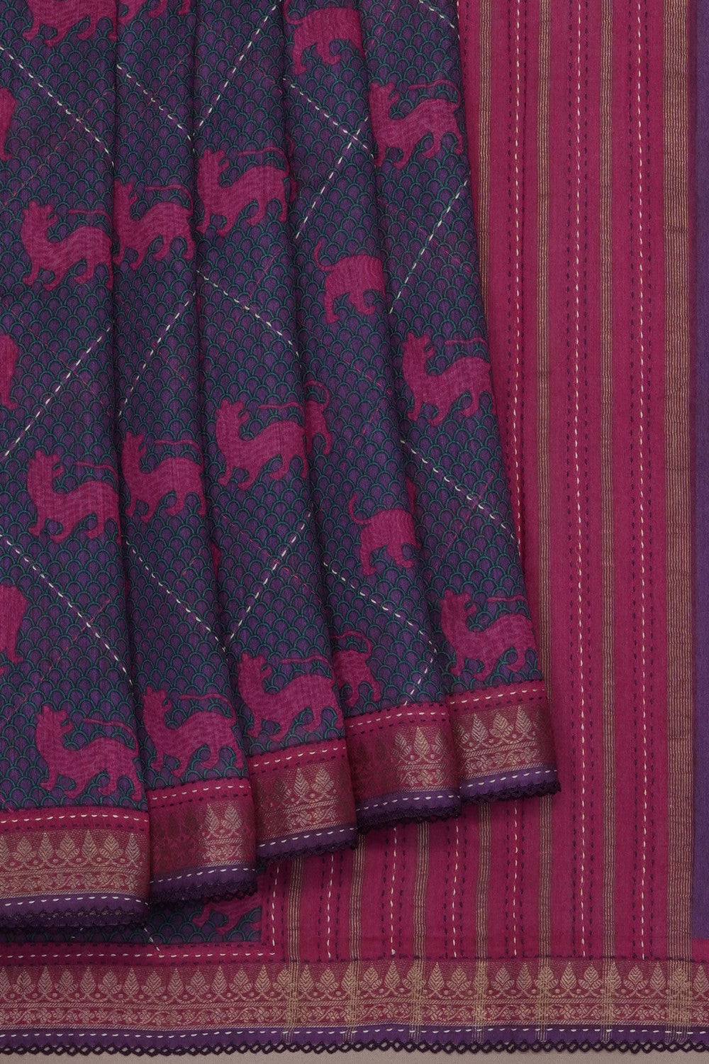 Image of tussar-silk-kantha-stitch-saree-p-18940690
