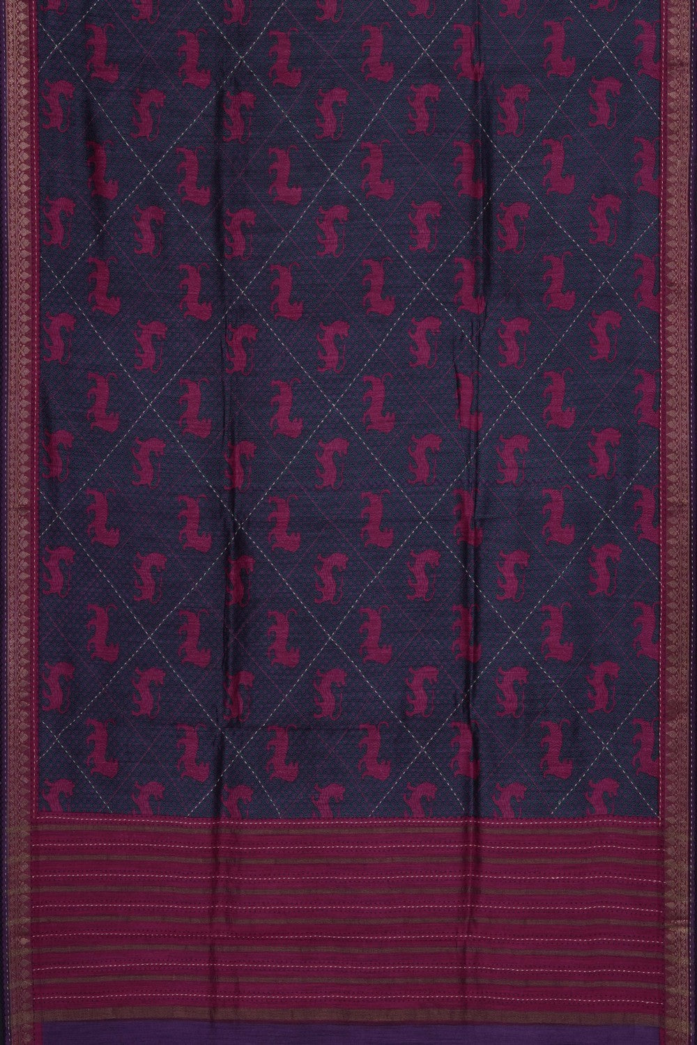 Image of Tussar Silk Kantha Stitch Saree
